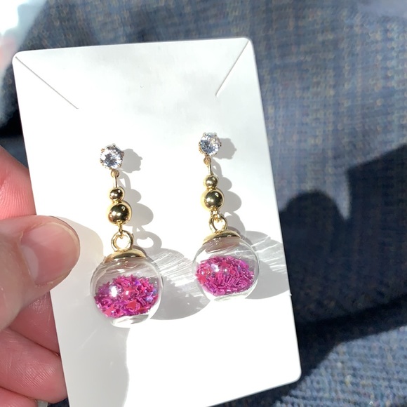 Hand Crafted Purple Drop Glass Ball Dangling Earrings - Picture 6 of 10